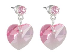 Náušnice se Swarovski Elements růžové srdíčko Light Rose 14 mm