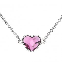 Strieborný náhrdelník s kryštálom Swarovski ružové srdce 32061.3 Fuchsia