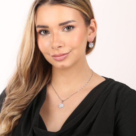 Strieborné náušnice visiace s kryštálmi Swarovski mix farieb okrúhle 31176.3 Sakura