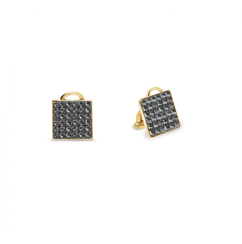 Náušnice šedé se Swarovski Elements Kingdom Clips KLGFM6SN Silver Night