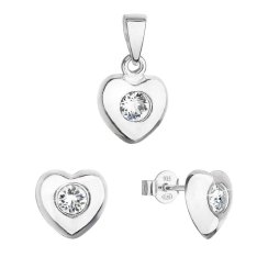 Sada šperkov s kryštálmi Swarovski náušnice a prívesok biele srdce 39176.1 Krystal