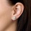 Strieborné náušnice pecka s kryštálmi Swarovski a bielou perlou okrúhle 31214.1 Biela 7 mm