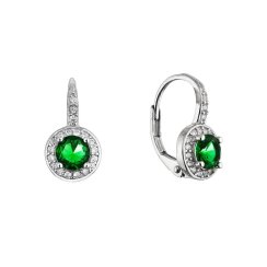 Stříbrné náušnice kulaté se zirkony 11637.3 zelené