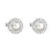 Strieborné náušnice pecka s kryštálmi Swarovski a bielou perlou okrúhle 31214.1 Biela 7 mm