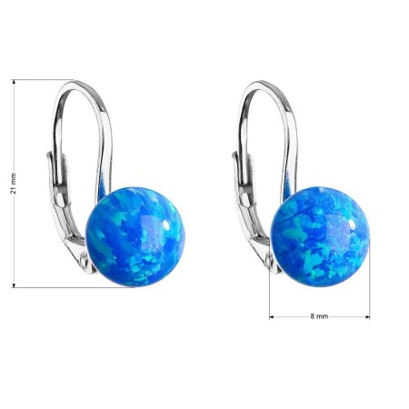 Strieborné visiace náušnice so syntetickým opálom modré okrúhle 11245.3 Blue s. Opal