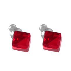 Náušnice so Swarovski Elements červená kocka Light Siam 8 mm