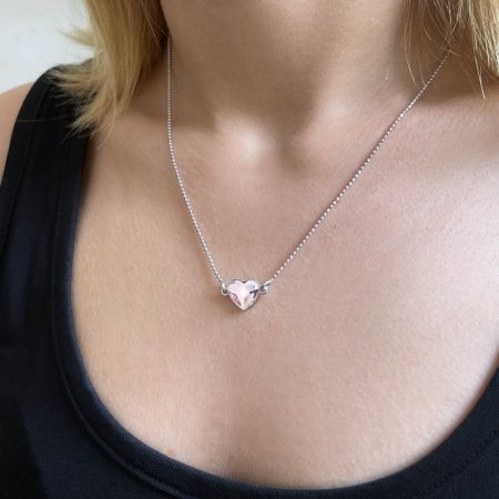 Stříbrný náhrdelník s krystalem Swarovski růžové srdce 32061.3 Rosaline