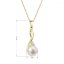 Zlatý 14 karátový náhrdelník s bielou riečnou perlou a briliantmi 92PB00050