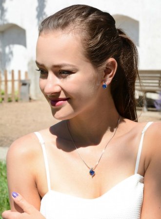 Souprava se Swarovski Elements vlnka modrá Sapphire