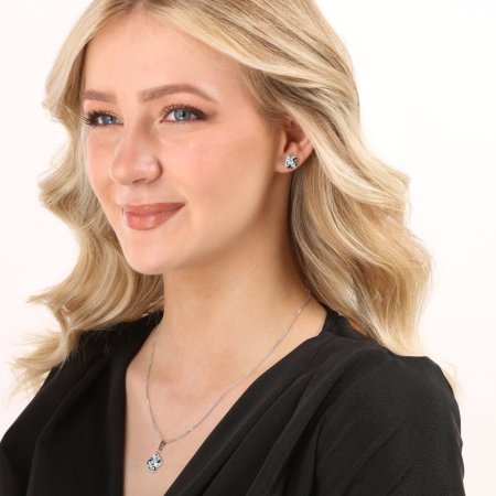 Súprava šperkov s kryštálmi Swarovski náušnice a prívesok modrý kosoštvorec 39126.3 Aqua