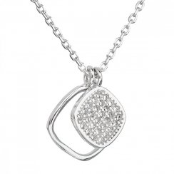 Stříbrný náhrdelník se zirkonem v bílé barvě 12013.1