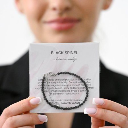 Náramok s pravými black spinel kamene 43055.3 oceľ