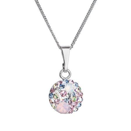 Strieborný náhrdelník so Swarovski kryštálmi okrúhly ružový 32086.3 Magic rose
