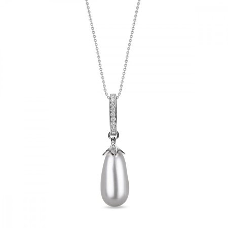 Náhrdelník so Swarovski Elements perla Light Grey