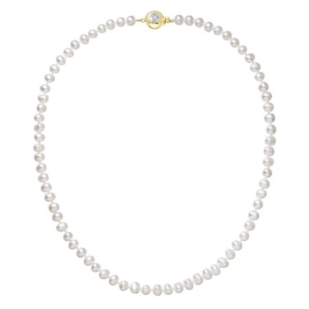 Perlový náhrdelník z říčních perel se zapínáním ze 14 karátového zlata 922001.1/9270A bílý