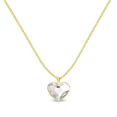 Náhrdelník čirý se Swarovski Elements Heart NG28086C Krystal - Velikost: L