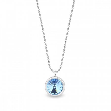Strieborný náhrdelník modrý sa Swarovski Elements Birthday Stone NB1122SS29AQ Aqua