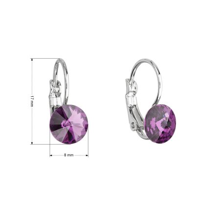 Náušnice bižuterie s křišťály Preciosa fialové kulaté 51031.3 Amethyst