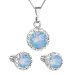 Súprava šperkov s kryštálmi Swarovski náušnice, retiazka a prívesok modré opálové okrúhle 39352.7
