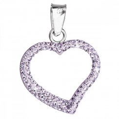 Stříbrný přívěsek s krystaly Swarovski fialové srdce 34093.3 Violet