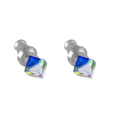 Náušnice zelené se Swarovski Elements kostka Vitrail Medium 4 mm