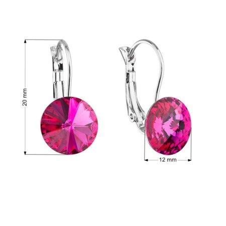 Náušnice Rivoli se Swarovski Elements Fuchsia 12 mm