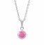 Stříbrný náhrdelník s kulatým opálem a krystaly Swarovski Light Fuchsia malý