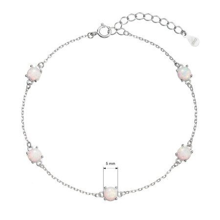 Strieborný náramok so syntetickými opálmi biely okrúhly 13029.1 white