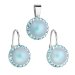 Sada šperkov s kryštálmi Swarovski náušnice a prívesok so svetlo modrou matnou perlou okrúhle 39091.3 Light blue