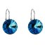 Strieborné náušnice visiace s kryštálmi Swarovski modré okrúhle 31106.5 Bermuda Blue