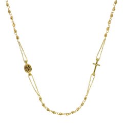 Zlatý 14 karátový náhrdelník ruženec s krížom a medailónikom s Pannou Máriou RŽ15 zlatý