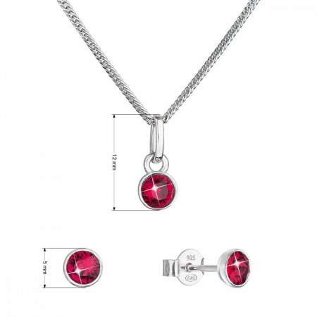 Sada šperkov s kryštálmi Swarovski náušnice, retiazka a prívesok červenej 39177.3 Ruby