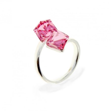 Prsteň ružová kocka so Swarovski Cube P48416PLR Light Rose 6 mm