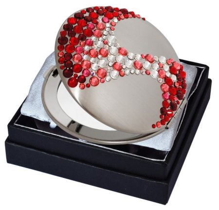 Kosmetické kapesní zrcátko se Swarovski Elements Corals červené EL-08.2