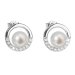 Stříbrné náušnice pecky s bílou říční perlou 21022.1M