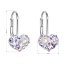 Strieborné náušnice visiace s kryštálmi Swarovski fialové srdce 31125.9 Violet Opal
