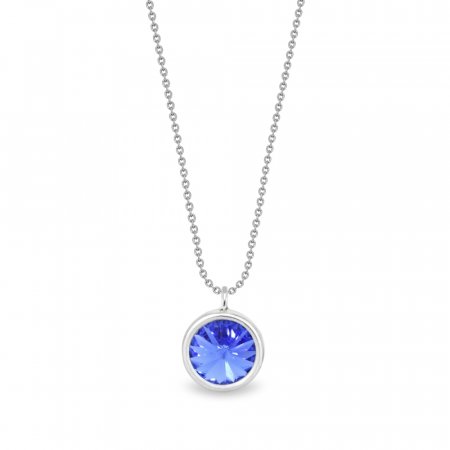 Strieborný náhrdelník modrý sa Swarovski Elements Birthday Stone NB1122SS29SA Sapphire