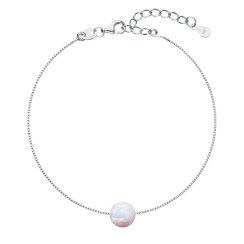 Stříbrný náramek se syntetickým opálem bílý kulatý 13019.1 White s. Opal
