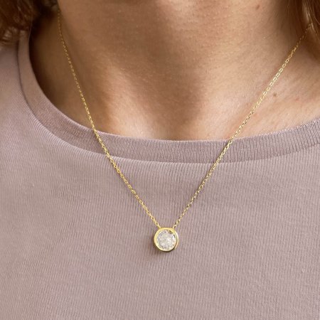 Pozlátený náhrdelník s čírym zirkónom 12051.1 Au plating