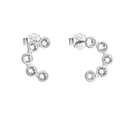 Strieborné náušnice pecka s kryštálmi Swarovski biely polkruh 31258.1 Krystal
