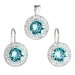 Sada šperkov s kryštálmi Swarovski náušnice a prívesok modrej okrúhle 39107.3 Light Turquoise