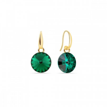 Náušnice se Swarovski Elements Candy gold KWG112212EM Emerald