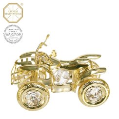 Kovová pozlátená figúrka Štvorkolka s bielymi kryštálmi Swarovski Elements