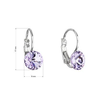 Náušnice bižutérie s krištáľmi Preciosa fialové okrúhle 51031.3 Violet