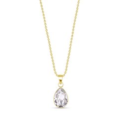 Strieborný pozlátený náhrdelník so Swarovski Elements číra kvapka Baroque NG432010C Kryštál