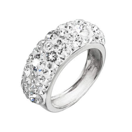 Stříbrný prsten s krystaly Swarovski bílý 35031.1 Krystal