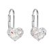 Stříbrné náušnice visací s krystaly Swarovski bílé srdce 31125.9 White opal