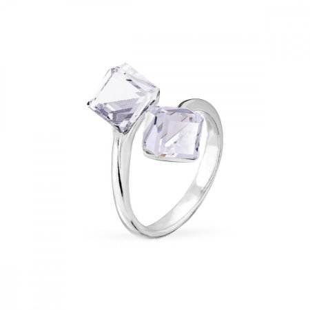 Prsten kostka bílá se Swarovski Elements Cube P48416PC Krystal 6 mm