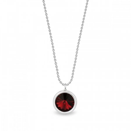 Stříbrný náhrdelník červený se Swarovski Elements Birthday Stone NB1122SS29SI Siam