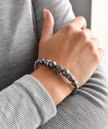Náramek šedý s křišťály Preciosa 33062.3 Grey